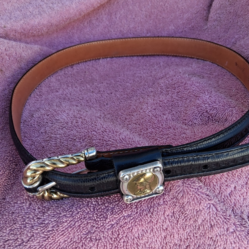 Brighton Black and Silver Fashion Belt with Western Design Medium 30